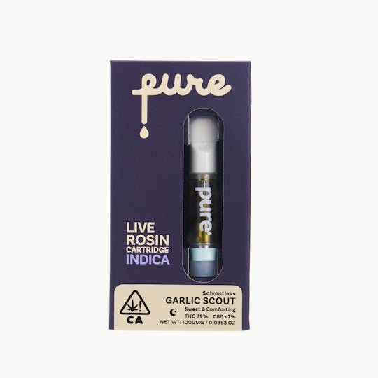 Pure Vape - Pure Solventless Live Rosin 1g Cartridge - Garlic Scout - Indica - 1