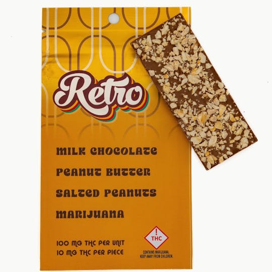 Retro - Milk Chocolate Bar with Peanut Butter & Salted Peanuts - 100mg THC - 1