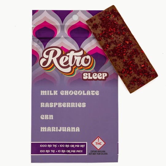 Retro - Milk Chocolate. Raspberries. CBN. Marijuana - 1000mg THC & 100mg CBN - 1