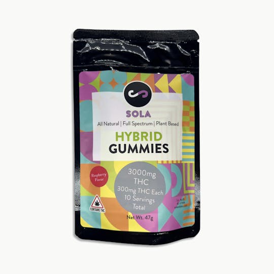 Indico - 3000mg Hybrid Gummies - Raspberry Flavor Pack (Sola Edibles) - 1