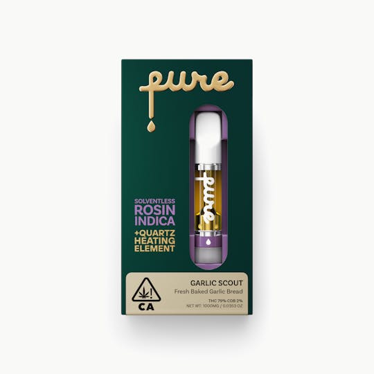 Pure Vape - Pure Solventless Live Rosin 1g Cartridge - Garlic Scout - Indica - 1