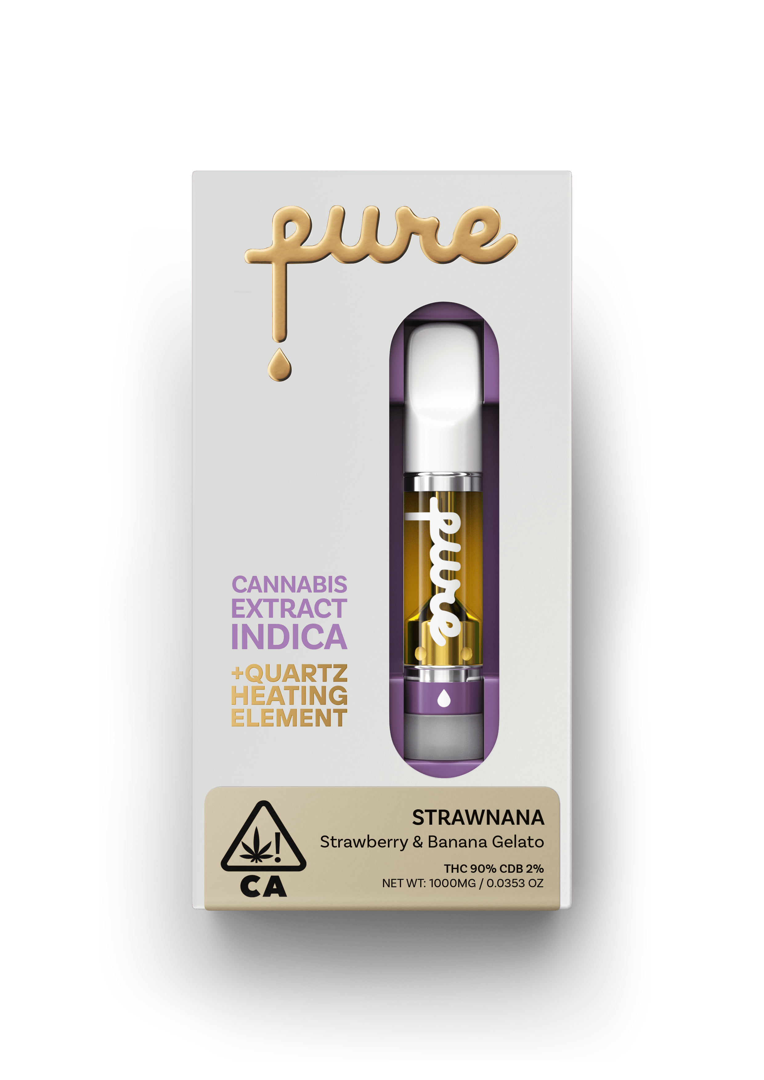 Pure Cannabis Extract 1g Cartridge - Strawnana - Indica - Pure Vape