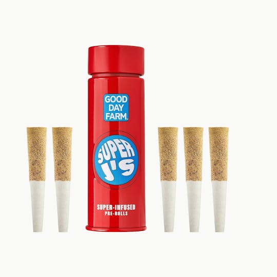 GOOD DAY FARM - GDF: Infused Pre-Roll Pack | Grapefruit x Bubba D | Super J's | 0.5g | 5pk - 1