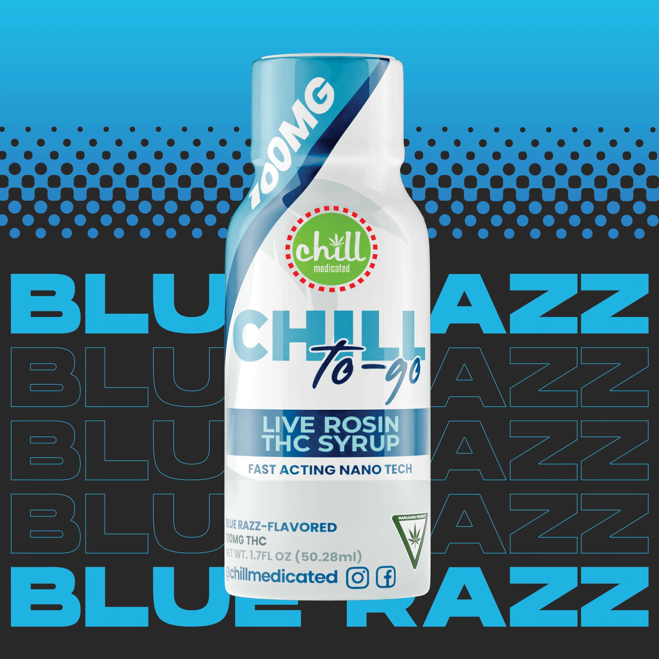 Chill Medicated - Blue Razz | 100mg THC Live Rosin Syrup | Chill Medicated | MED - 1