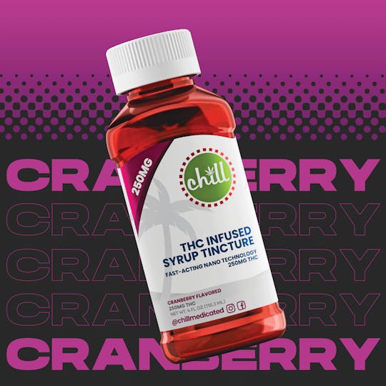 Chill Medicated - Cranberry | 250mg THC Syrup Tincture | Chill Medicated | MED - 1