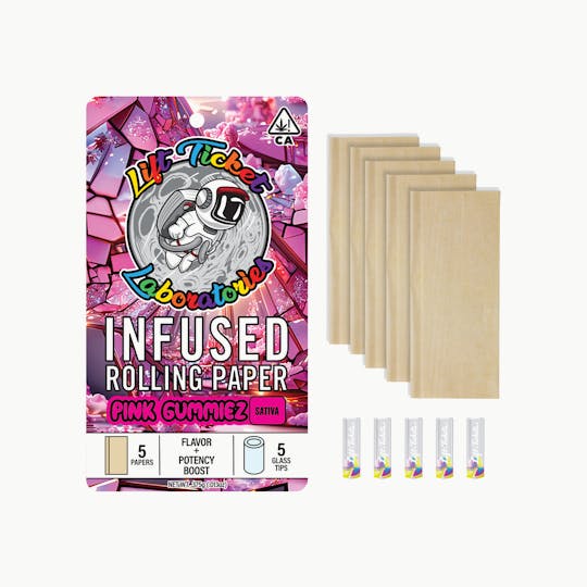 Lift Tickets - Pink Gummiez Live Resin Infused Rolling Paper - 5 pack - 1