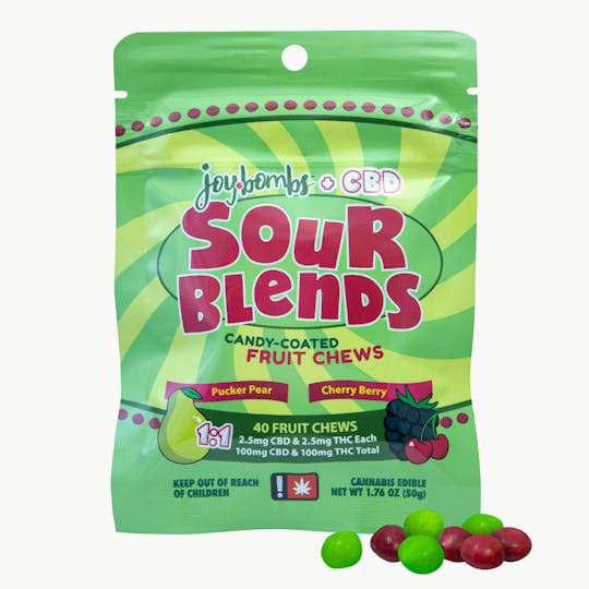 Joyibles - Joy Bombs + CBD 1:1 Sour Blends - 100mg THC (40pk / 2.5mg THC & CBD ea) - 1