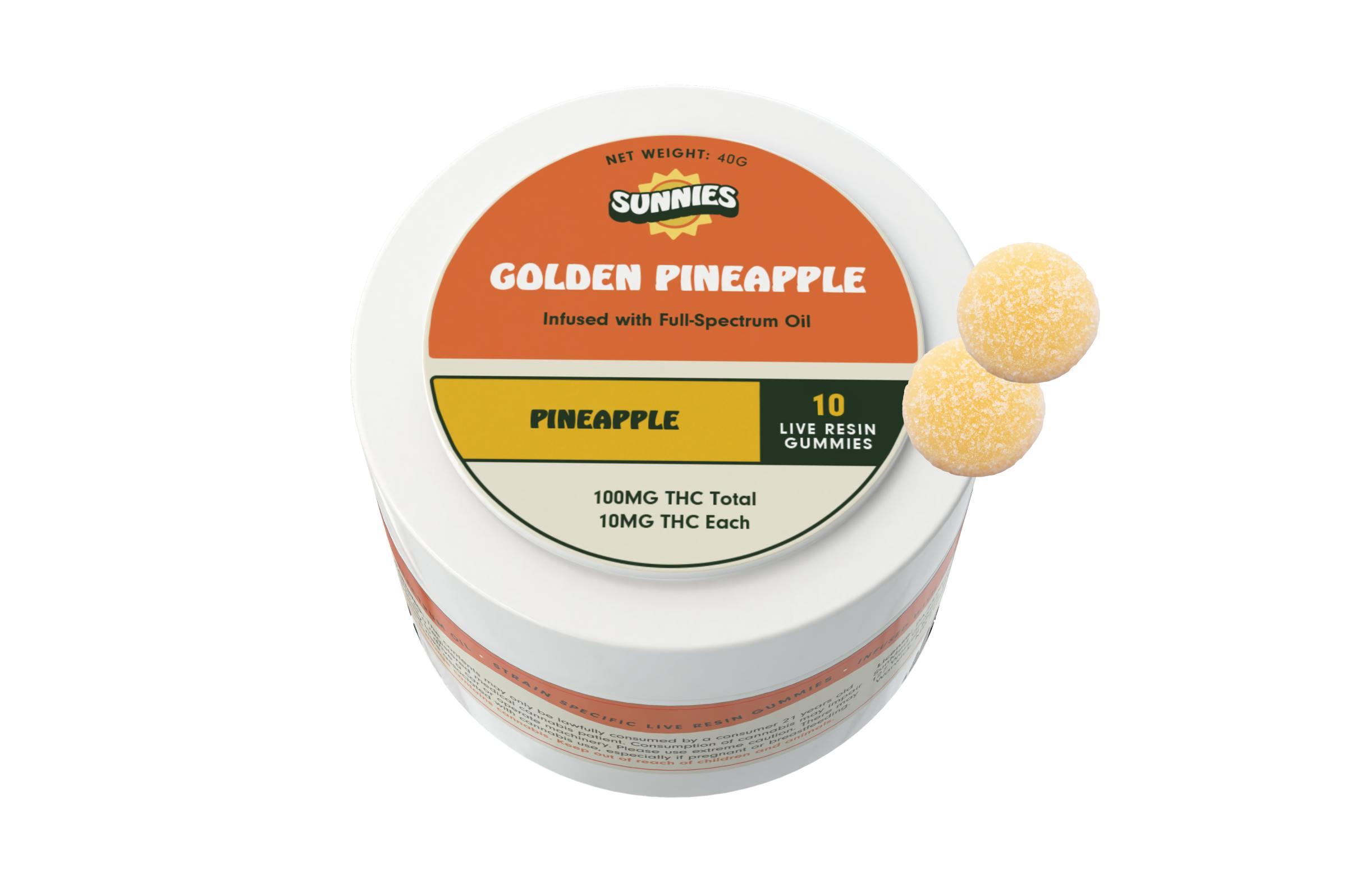 SunMed Growers - Golden Pineapple Live Resin - Pineapple Gummies 100mg - 1