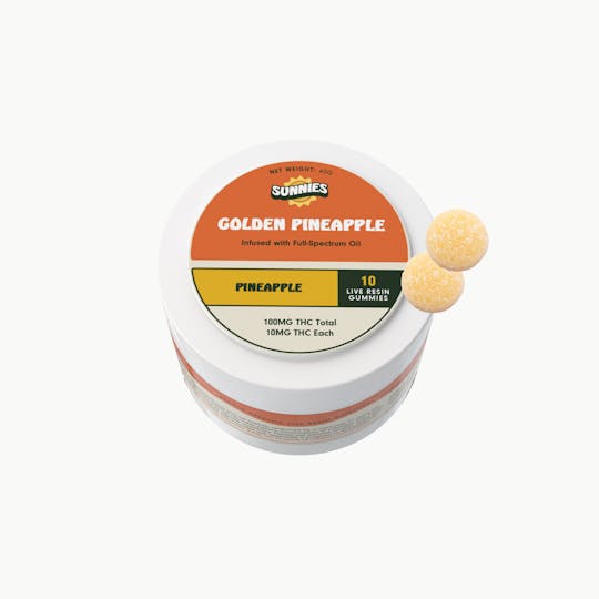 SunMed Growers - Golden Pineapple Live Resin - Pineapple Gummies Edible 100mg - 1
