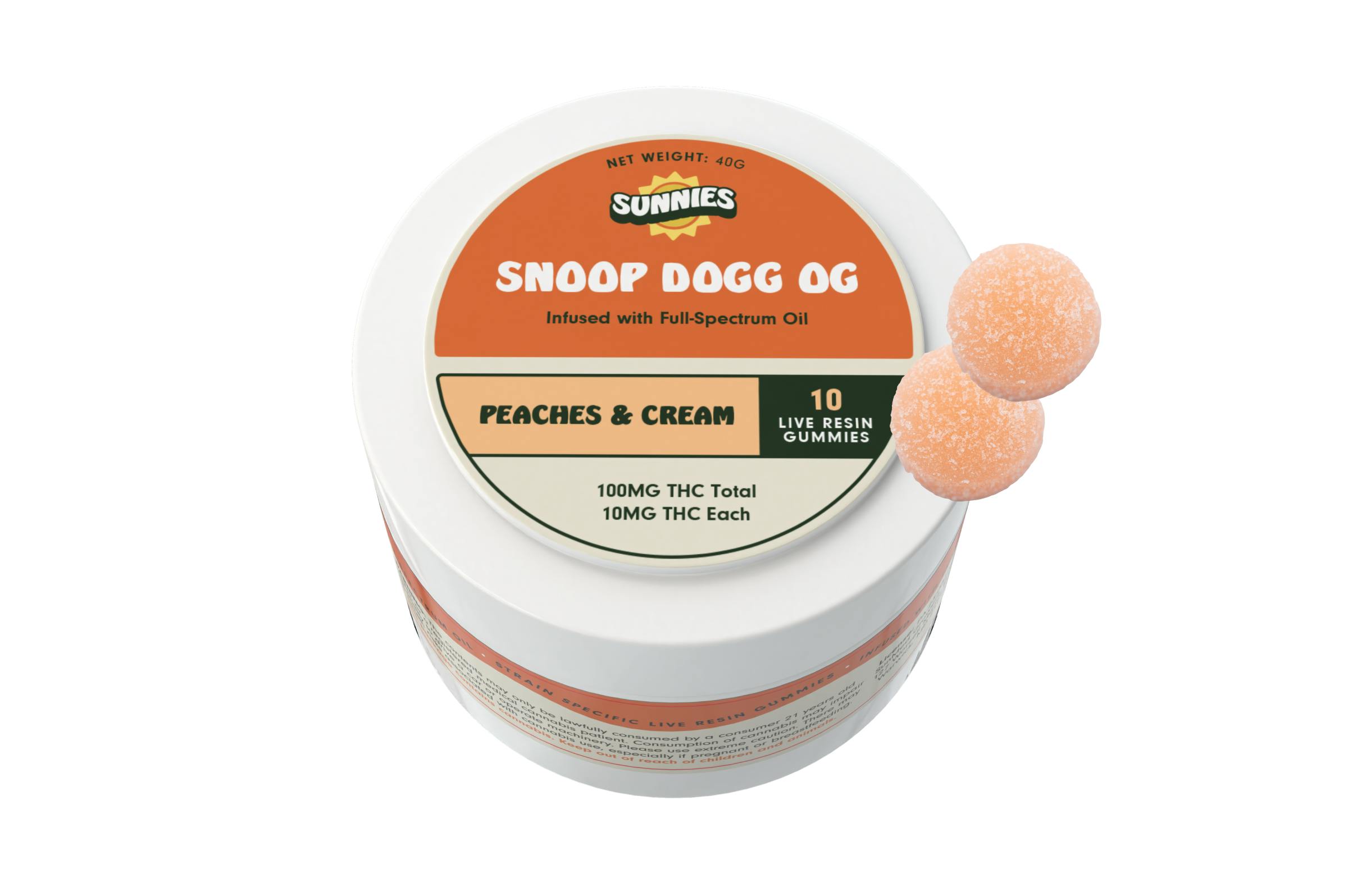 SunMed Growers - Snoop Dogg OG Live Resin - Peaches & Cream Gummies 100mg - 1