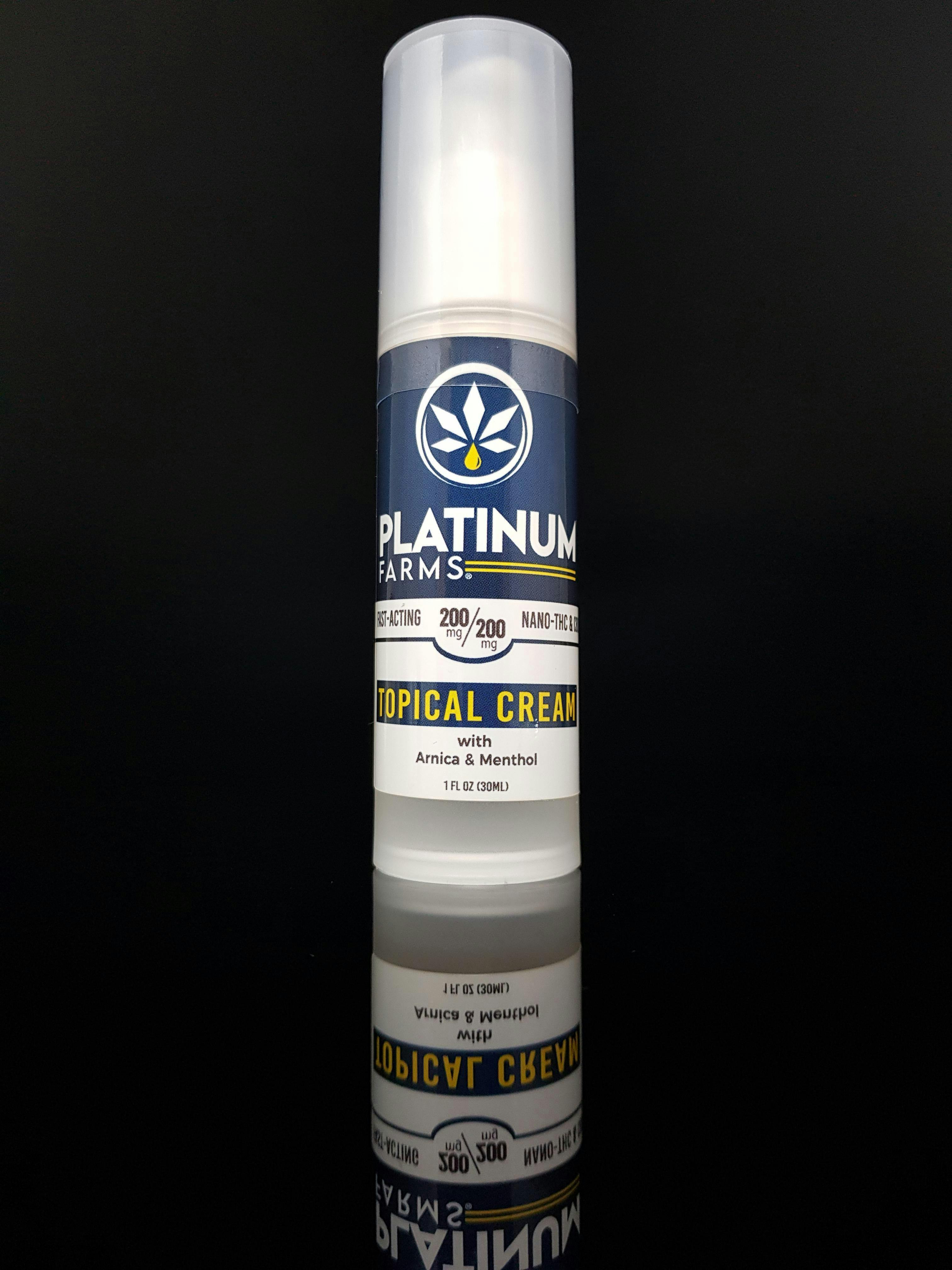 Platinum Farms - Nano Topical Cream, 1 oz; 400mg total, 1:1 THC:CBD - 1