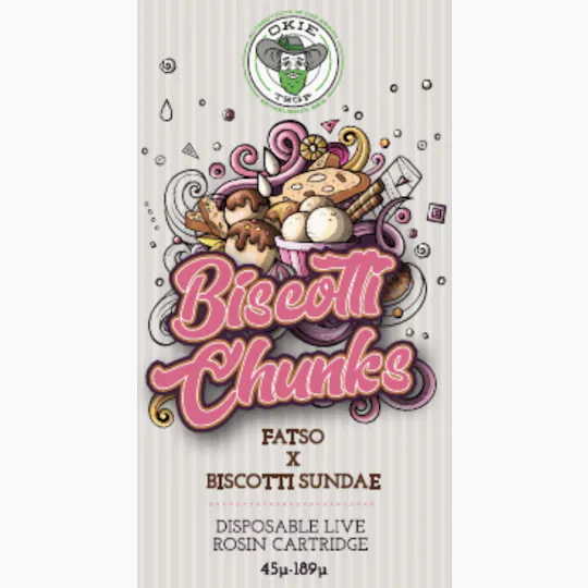 Okie TSGP - Biscotti Chunks - 45µ-189µ - 0.5g Disposable Live Rosin Cart - 1