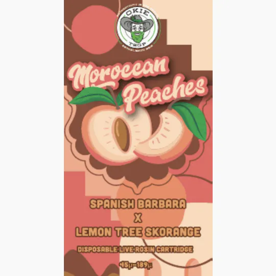 Okie TSGP - Moroccan Peaches - 45µ-189µ - 0.5g Disposable Live Rosin Cart - 1