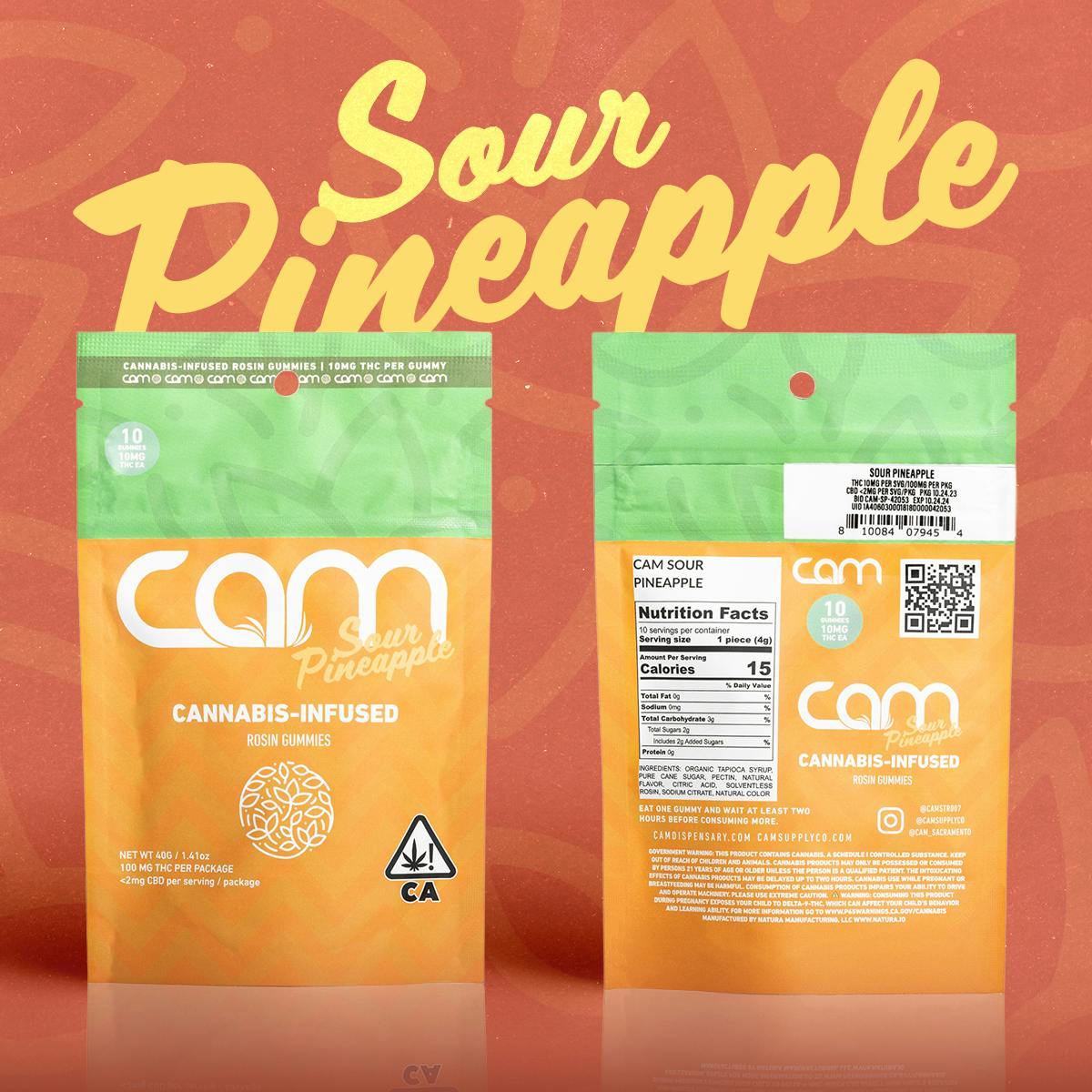 CAM - CAM | Sour Pineapple Gummies | 100mg | 10ct | 10mg/ea - 1