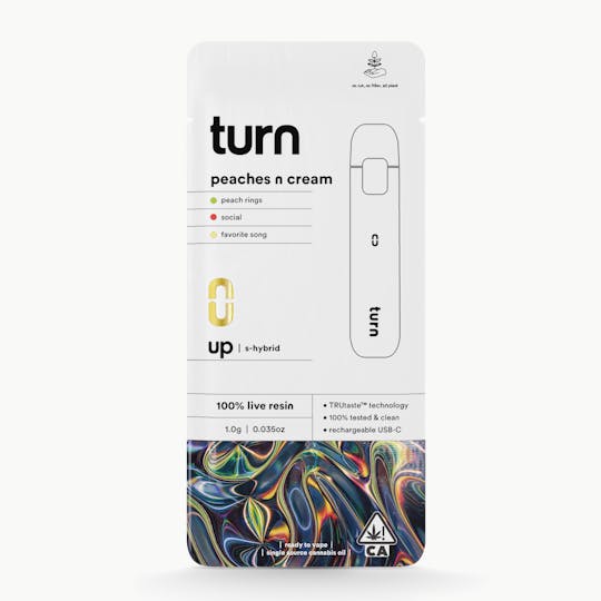 turn - 1.0g AIO | peaches n cream | 100% live resin | up | - 1