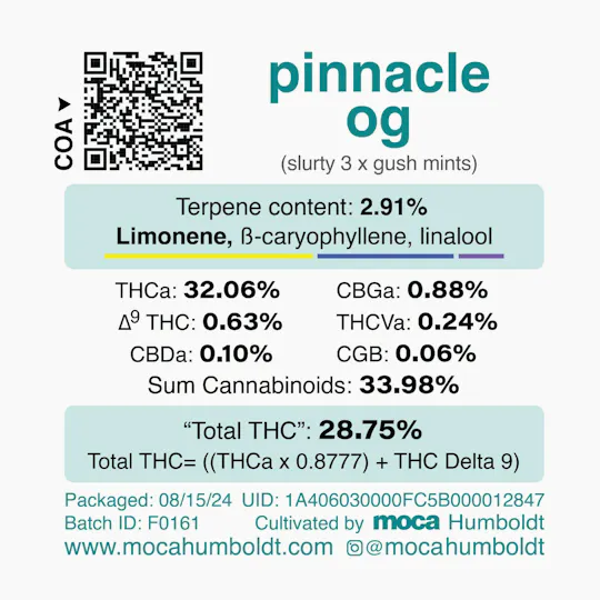 MOCA Humboldt - MOCA Flowers - 1/8th Jar - Pinnacle OG - 1