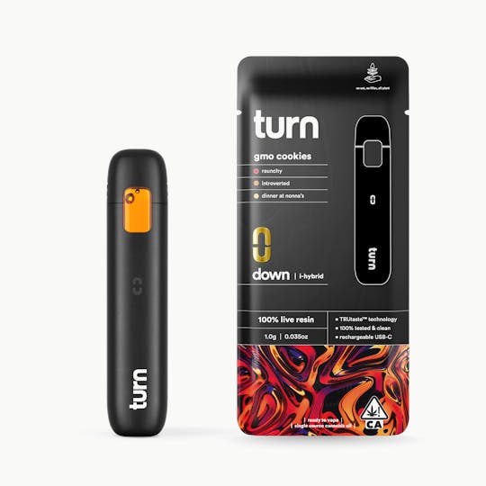 turn - 1.0g AIO | gmo cookies | 100% live resin | down | - 1