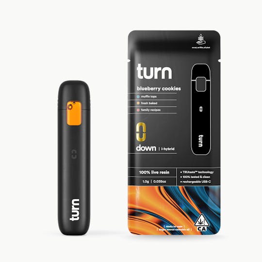turn - 1.0g AIO | blueberry cookies | 100% live resin | down | - 1