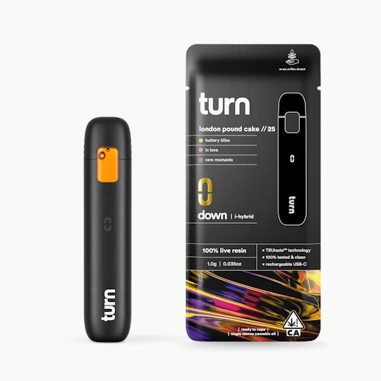 turn - 1.0g AIO | london pound cake // 25 | 100% live resin | down | - 1