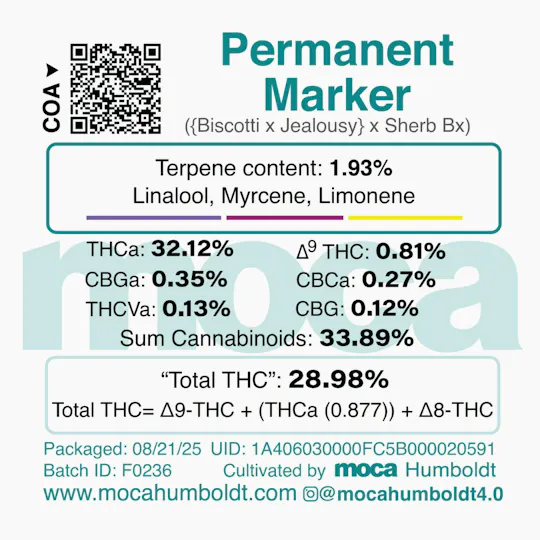 MOCA Humboldt - MOCA Flowers - 1/8th Mylar Bag - Permanent Marker - 1