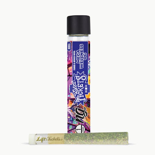 Lift Tickets - Infused Glass Tip Pre-Roll: Mega Wellness OG 1g Joint - 1