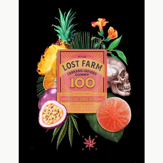 Kiva Confections - Lost Farm 100mg 1pk Tropical Punch x Blue Dream Live Resin Gummy - 1