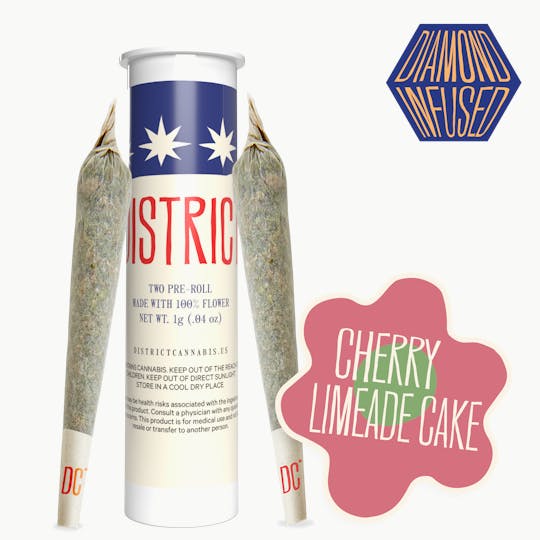 District Cannabis - Cherry Limeade Cake Diamond Infused Pre-Rolls 2ct - 1