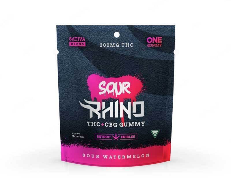 Detroit Edibles - Rhino Gummy - Sour Watermelon - 200mg THC & 50mg CBG - 1