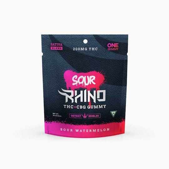 Detroit Edibles - Rhino Gummy - Sour Watermelon - 200mg THC & 50mg CBG - 1
