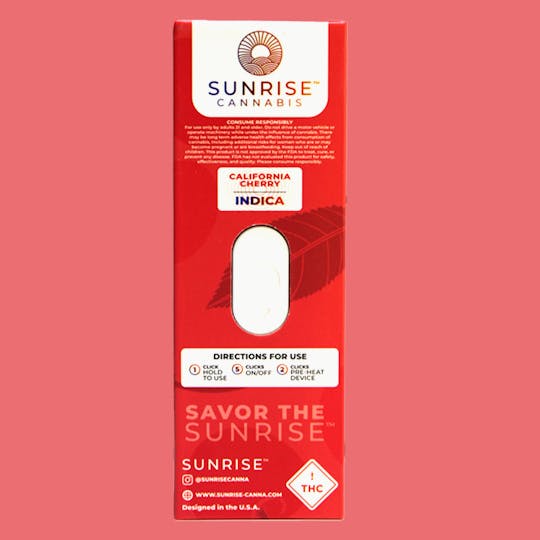 Sunrise - California Cherry - 2g Live Resin Disposable Vape - 1