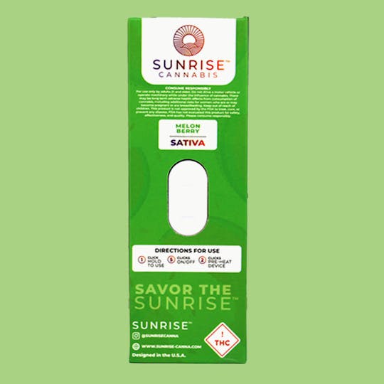 Sunrise - Melon Berry - 2g Live Resin Disposable Vape - 1