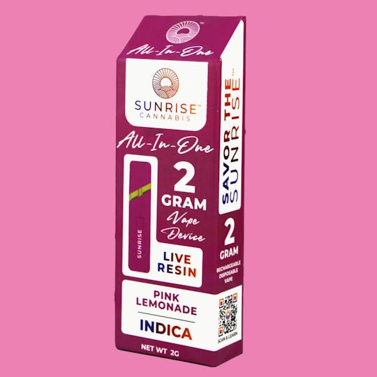 Sunrise - Pink Lemonade - 2g Live Resin Disposable Vape - 1