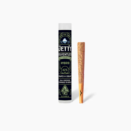 Jetty Extracts - Grapes & Cream | Live Rosin | Live Rosin Infused Joint | 1g - 1