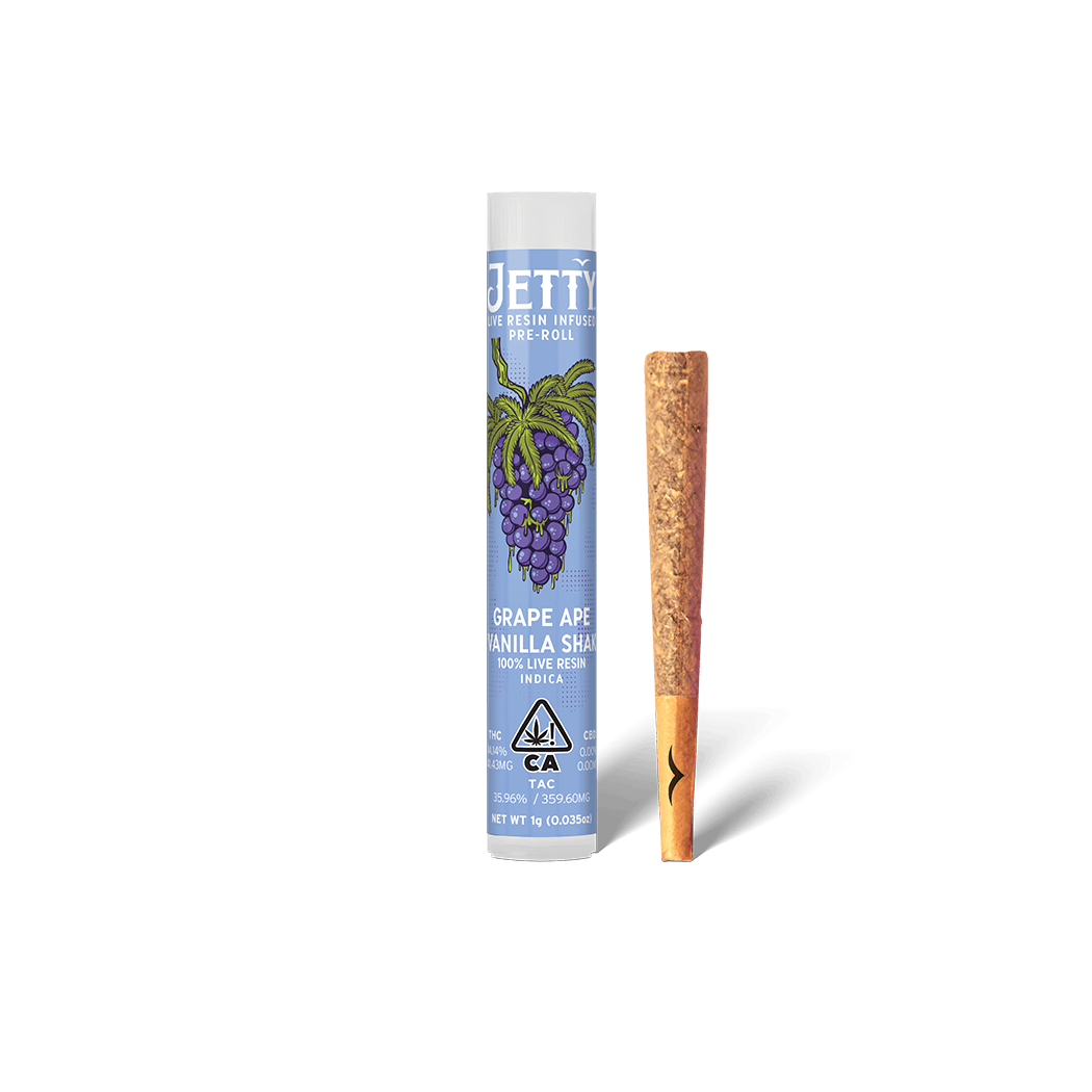 Jetty Extracts - Grape Ape x Vanilla Shake | Live Resin Infused Joint | 1g - 1