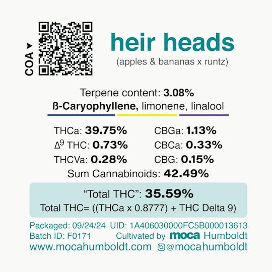MOCA Humboldt - MOCA Flowers - Smalls 1/4 Bag - Heir Heads - 1
