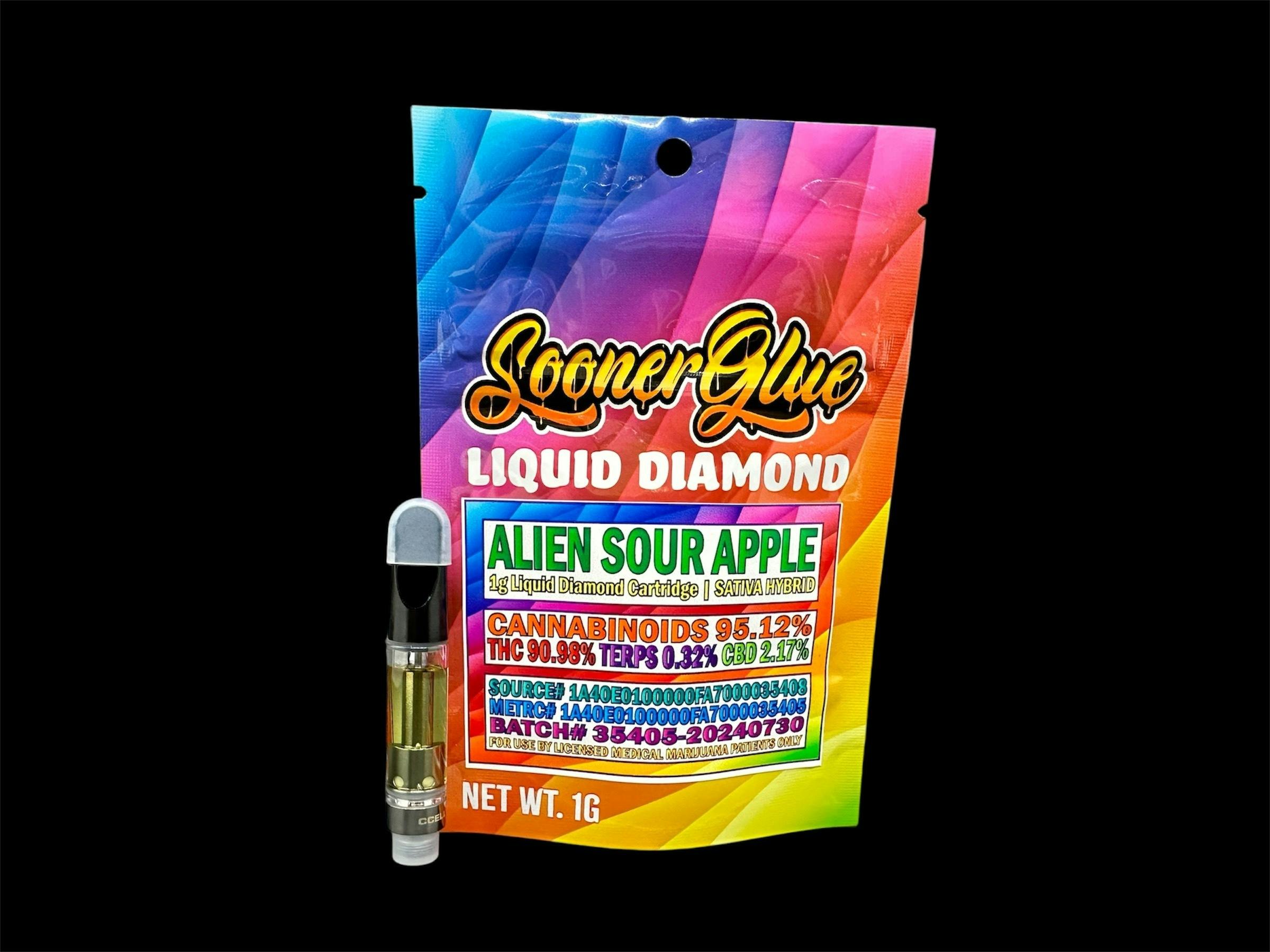 Sooner Glue - Alien Sour Apple - 1g Liquid Diamond Cartridge - 1