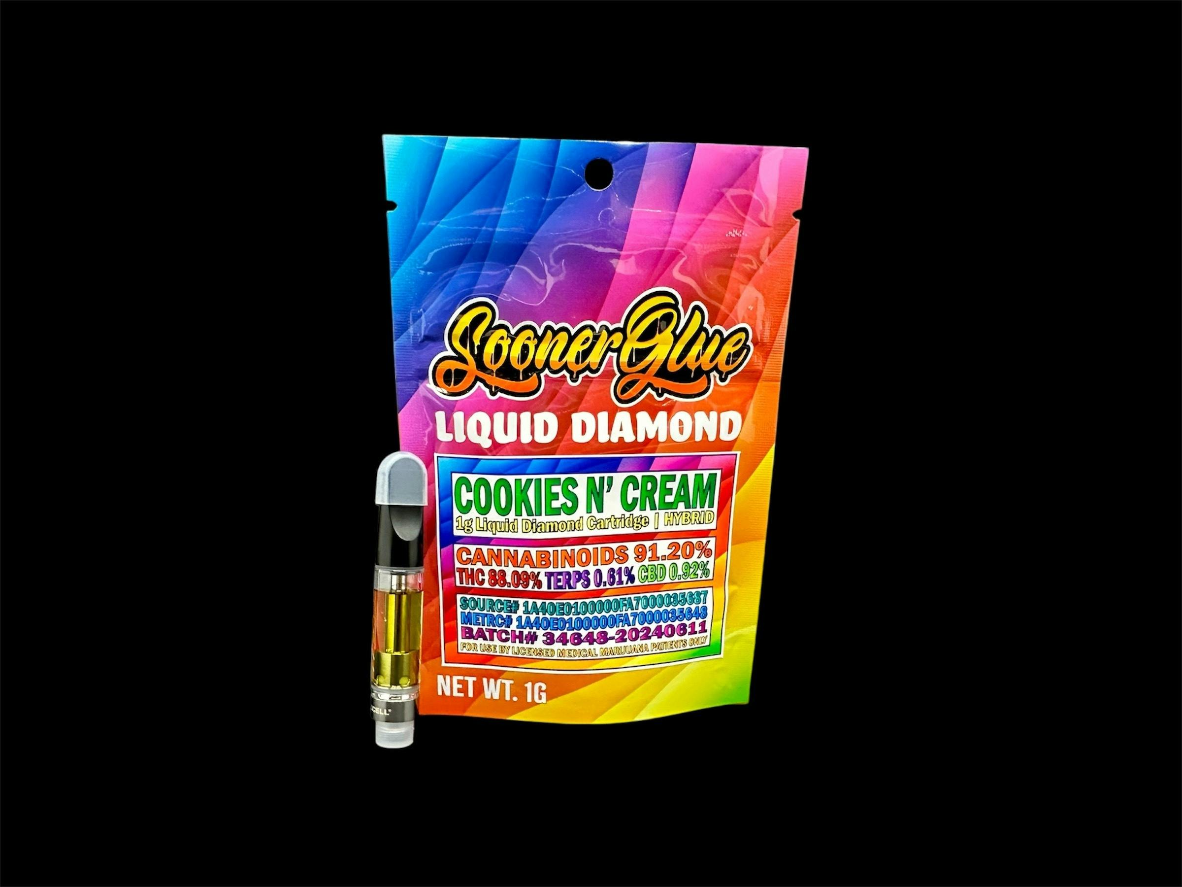 Sooner Glue - Cookies n' Creme - 1g Liquid Diamond Cartridge - 1