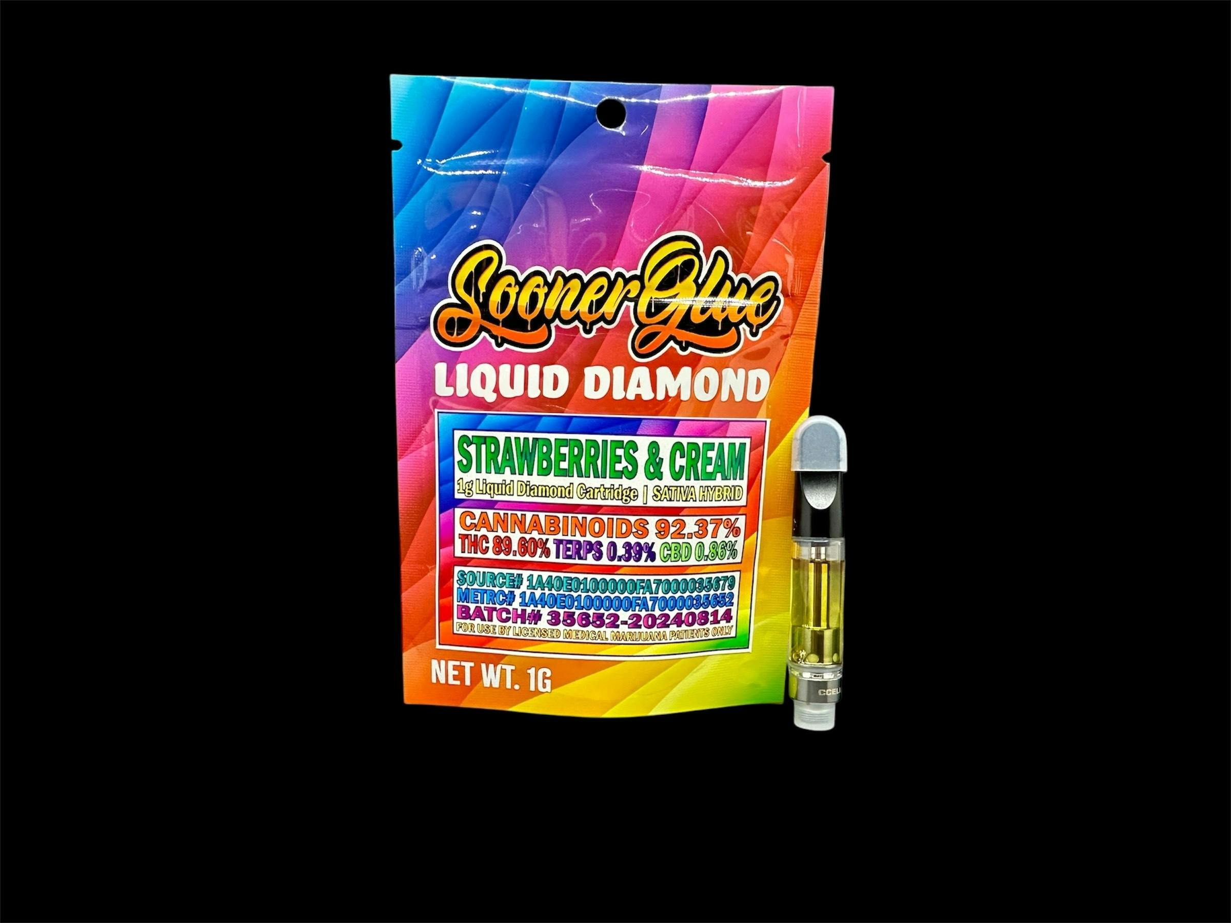 Sooner Glue - Strawberries and Cream - 1g Liquid Diamond Cartridge - 1