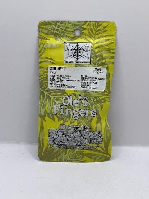 Ole'4 Fingers - Sour Apple 1g Distillate Cart - Ole' 4 Fingers - 1