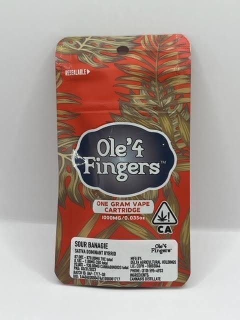Ole'4 Fingers - Sour Banagie 1g Distillate Cart -Ole' 4 Fingers - 1