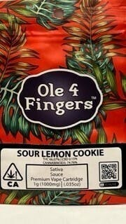 Ole'4 Fingers - Sour Lemon Cookies 1g Distillate Cart - Ole' 4 Fingers - 1