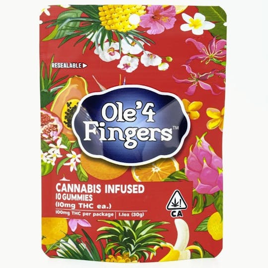 Ole'4 Fingers - Strawberry 100mg 10 Pack Gummies - Ole' 4 Fingers - 1