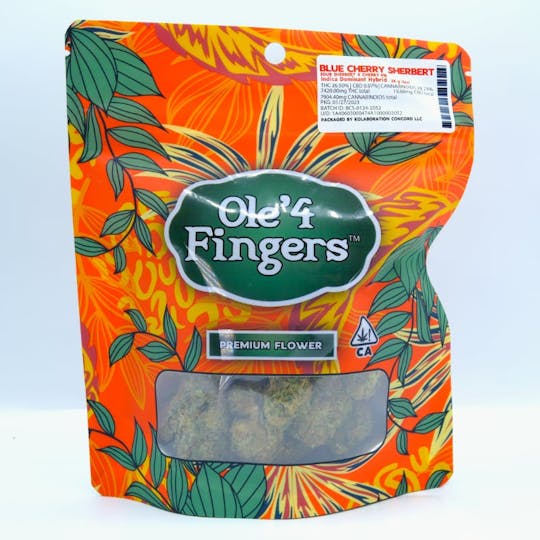 Ole'4 Fingers - Blue Cherry Sherbert 28g Bag - Ole 4 Fingers - 1