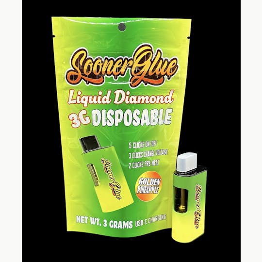 Sooner Glue - 3g Liquid Diamond Disposable Cartridge - Golden Pineapple - 1