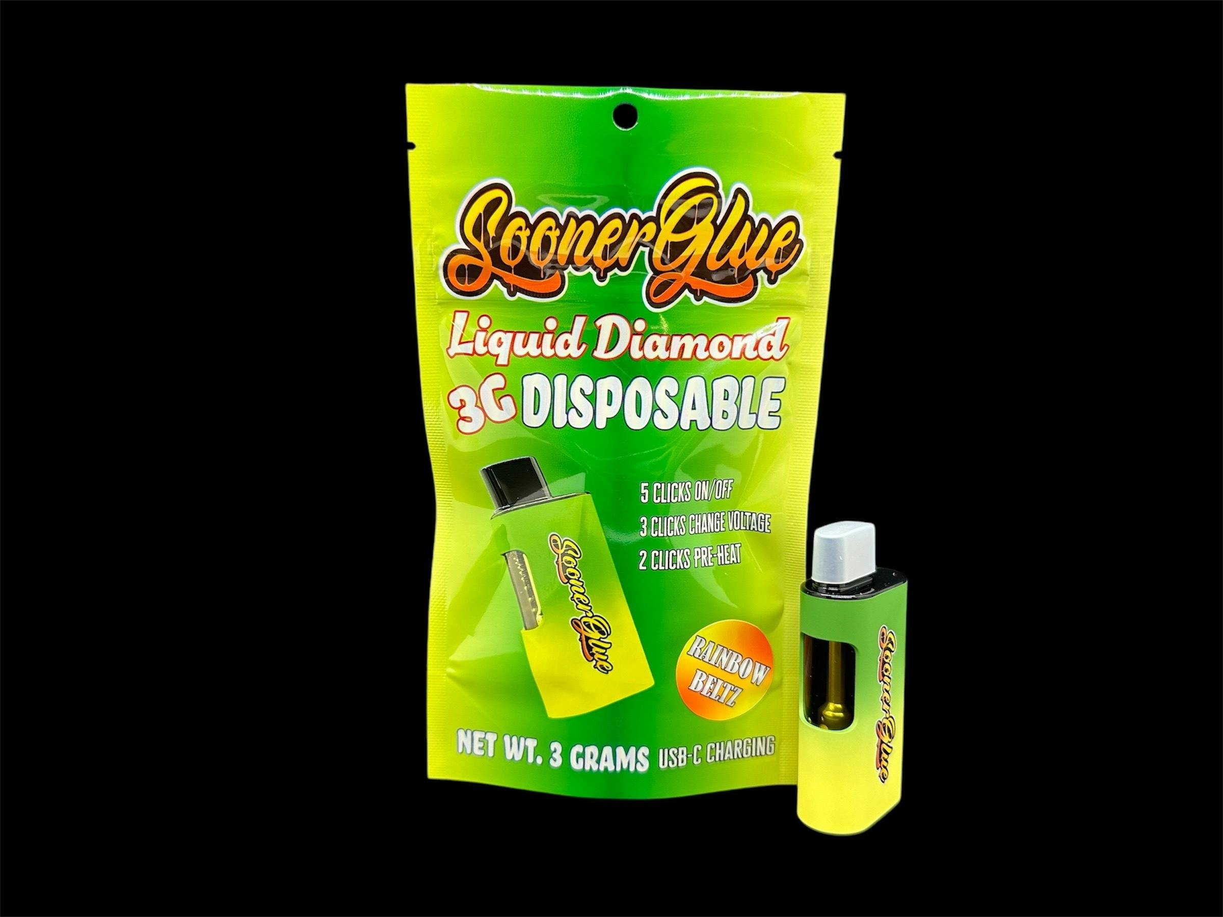 Sooner Glue - 3g Liquid Diamond Disposable Cartridge - Rainbow Beltz - 1