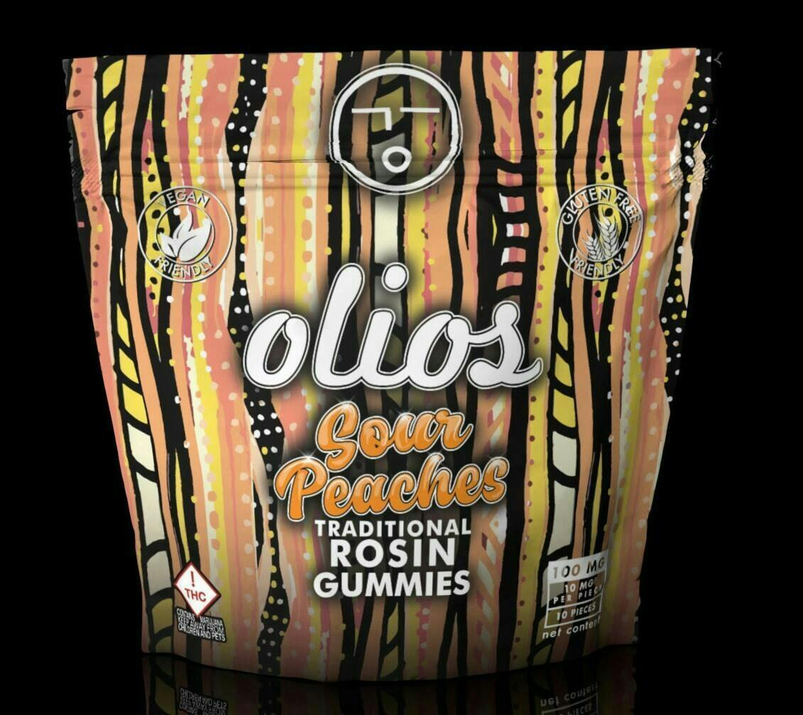 OLIO - Olio | Sour Peach Rosin Gummies | 100mg | 10ct | 10mg/ea - 1