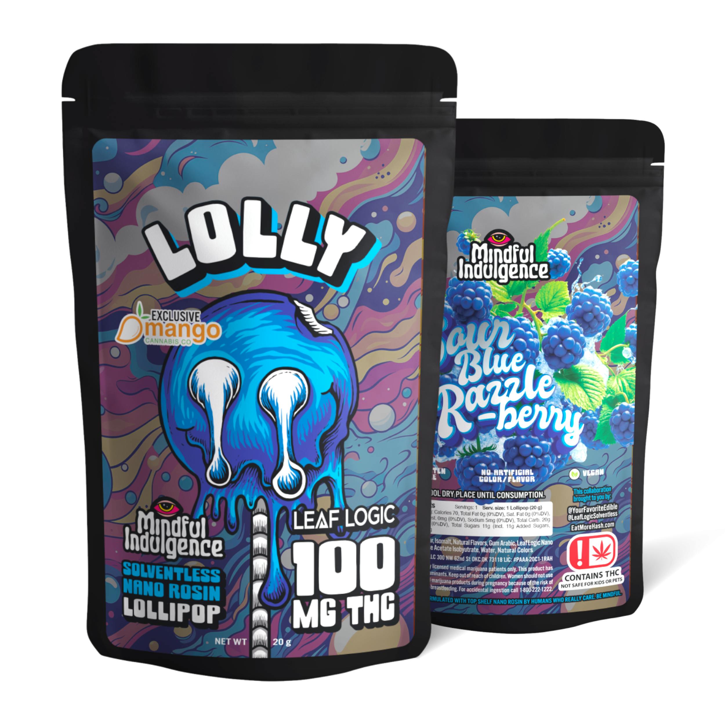 Mindful Indulgence - Mindful Indulgence | 100mg LOLLY *Leaf Logic* | Sour Blue Razzleberry - 1