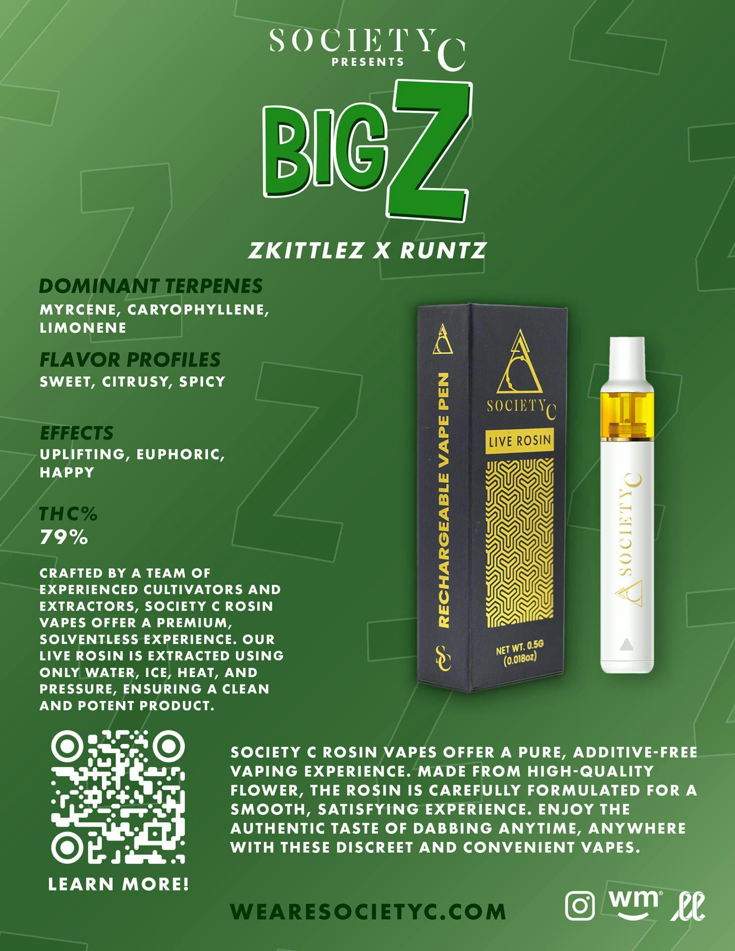 Society C - Society C | Big Z | Live Rosin Disposable | 0.5g - 1