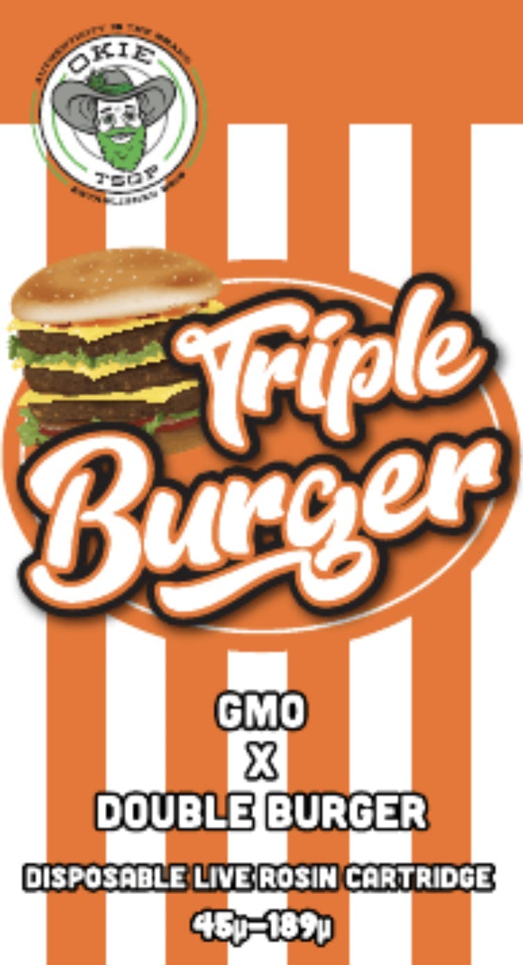 Okie TSGP - Triple Burger - 45µ-189µ - 0.5g Disposable Live Rosin Cart - 1