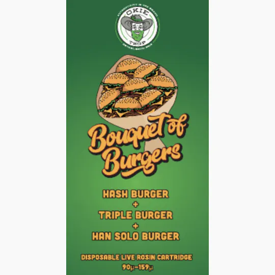 Okie TSGP - Bouquet of Burgers - 90µ-159µ - 0.5g Disposable Live Rosin Cart - 1